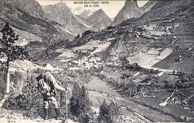 Vista su Saretto e l'alta valle Maira, 1912
Edizioni Fresia - Collezione Roberto Peano Cuneo
