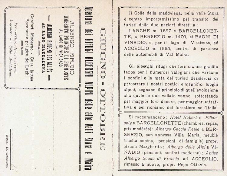 Apertura dei rifugi alberghi Alpini delle alte Valli Stura e Maira